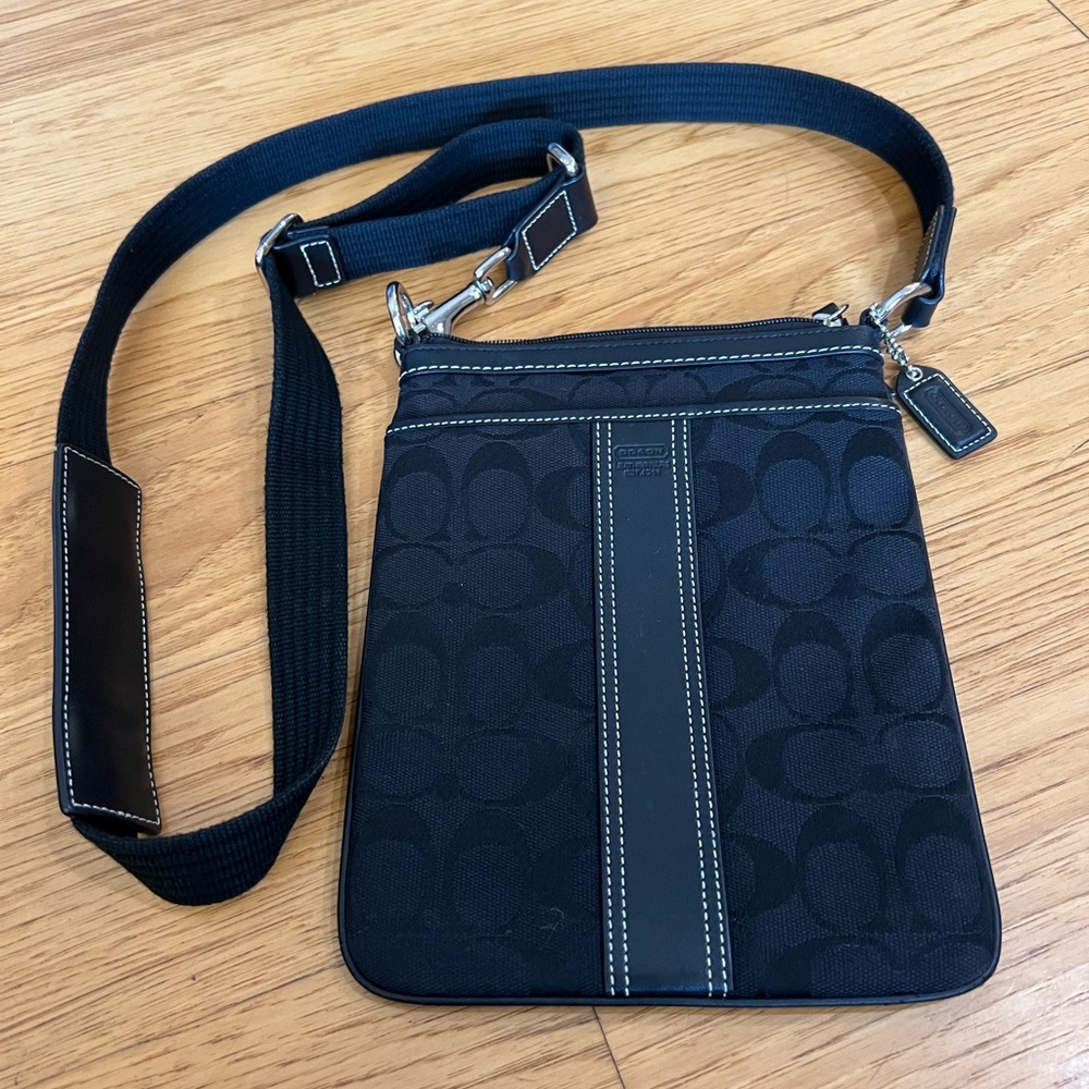 Coach Signature Jacquard Black Crossbody Bag